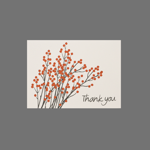 Set of 8 Thank You Cards – Red Berry Branch Design – JuLu Cards | Made in USA JuLu Cards  Thank You Cards