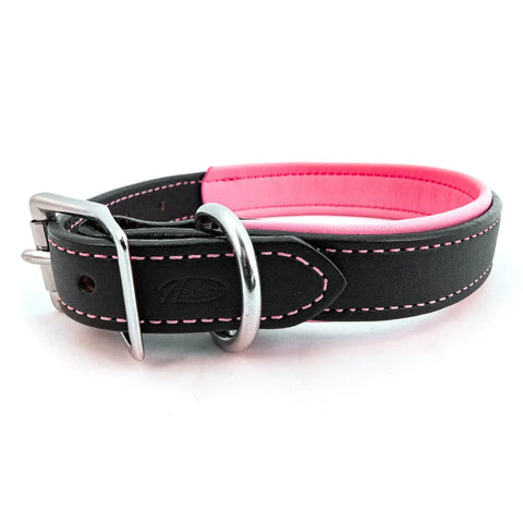 Padded Black Leather Dog Collar – Durable Bridle Leather with Soft Lining | Handcrafted in USA for Comfort and Strength Auburn Leathercrafters  item