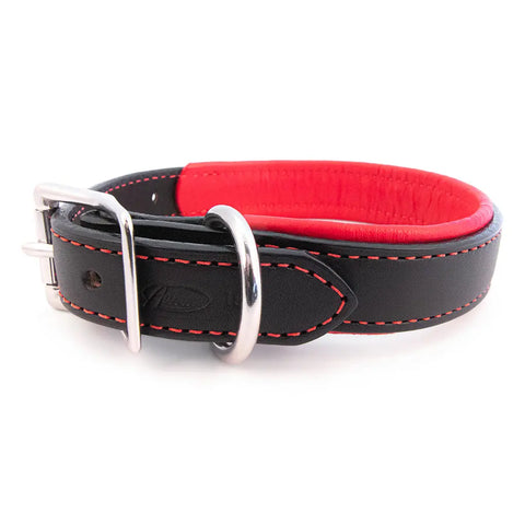 Padded Black Leather Dog Collar – Durable Bridle Leather with Soft Lining | Handcrafted in USA for Comfort and Strength Auburn Leathercrafters  item