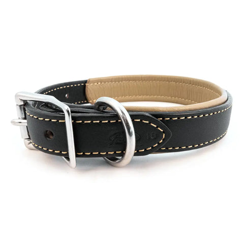 Padded Black Leather Dog Collar – Durable Bridle Leather with Soft Lining | Handcrafted in USA for Comfort and Strength Auburn Leathercrafters  item