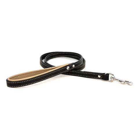 Padded Bridle Leather Dog Leash With Soft Lining – Black Red Stitching – Auburn Leathercrafters | Made in USA Auburn Leathercrafters  item