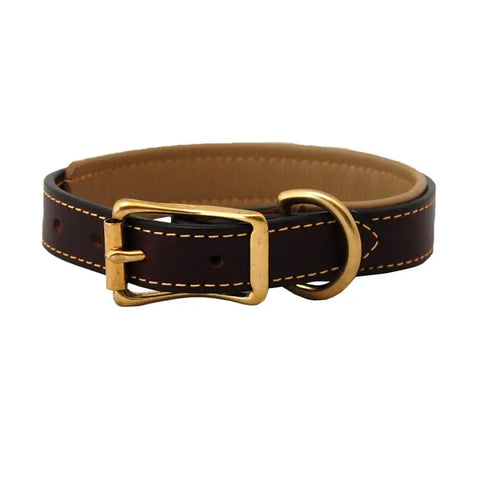Padded Burgundy Leather Dog Collar – Soft Lined Bridle Leather Standard Collar | Made in USA Auburn Leathercrafters  item
