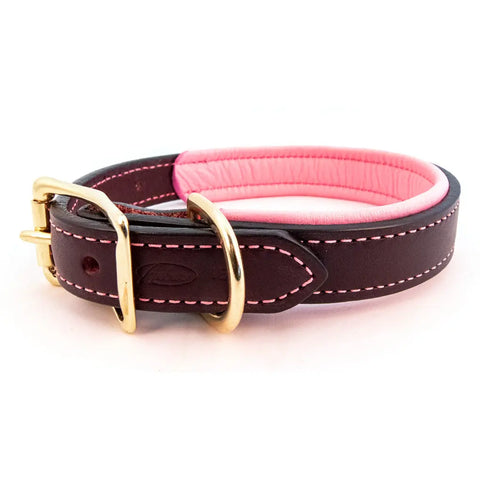 Padded Burgundy Leather Dog Collar – Soft Lined Bridle Leather Standard Collar | Made in USA Auburn Leathercrafters  item