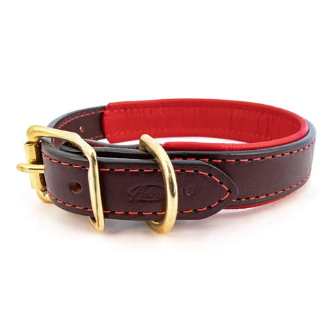 Padded Burgundy Leather Dog Collar – Soft Lined Bridle Leather Standard Collar | Made in USA Auburn Leathercrafters  item
