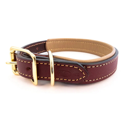 Padded Burgundy Leather Dog Collar – Soft Lined Bridle Leather Standard Collar | Made in USA Auburn Leathercrafters  item