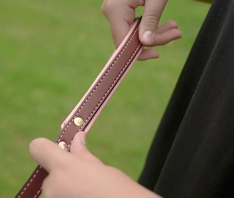 Padded Leather Leash - Burgundy Auburn Leathercrafters  item