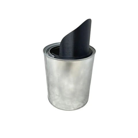 The Chatelet Manufacturing Paint Can Pourer, designed for quart-sized paint cans, is partially inserted into a silver can with a black spout, shown against a plain white background.