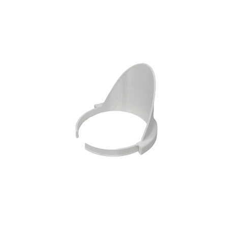 The Chatelet Manufacturing Paint Can Pourer is a reusable, white, semi-circular plastic bracket with an upright curved back and two open arms, designed to fit quart-sized paint cans and shown on a plain white background.