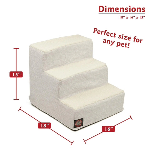 Palette Heathered 3-Step Pet Stairs – Soft Removable Cover – Durable Support | Made in USA Majestic Pet