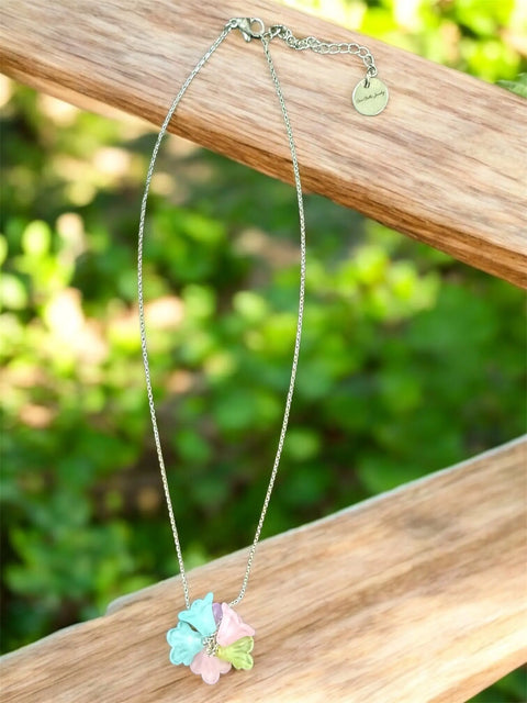 Pastel Lucite Flower Necklace With Stainless Steel Chain – Adjustable 16 to 20 Inch Length | Made in USA Michelle Marie Boutique  Necklace