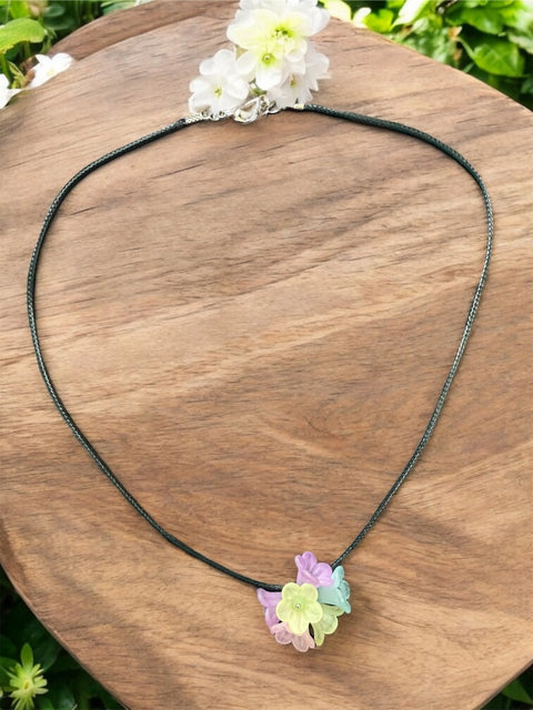Pastel Lucite Flower Necklace With Stainless Steel Chain – Adjustable 16 to 20 Inch Length | Made in USA Michelle Marie Boutique  Necklace
