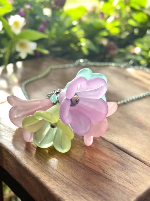 Pastel Lucite Flower Necklace With Stainless Steel Chain – Adjustable 16 to 20 Inch Length | Made in USA Michelle Marie Boutique  Necklace