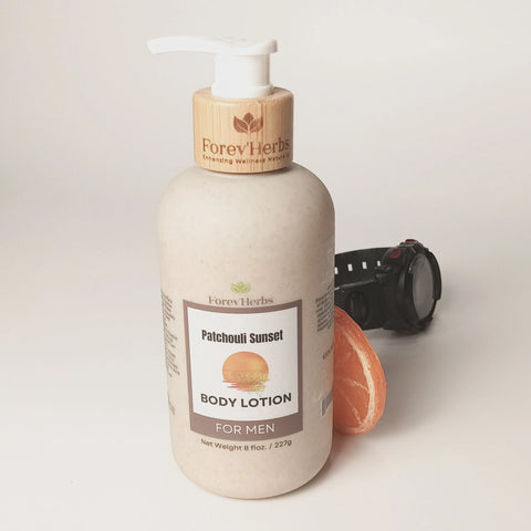 Patchouli Sunset Men’s Body Lotion 8oz – Moisturizing Scented | Handcrafted in USA Forev'Herbs  Lotion