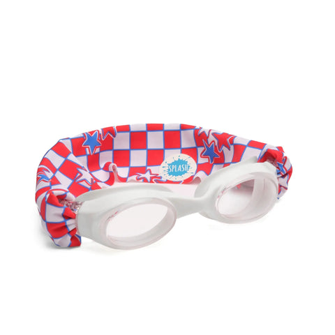 Patriotic American Star Swim Goggles – Anti-Fog, Tangle-Free Strap for Kids and Adults | Assembled in USA Splash Place  Swim Goggles