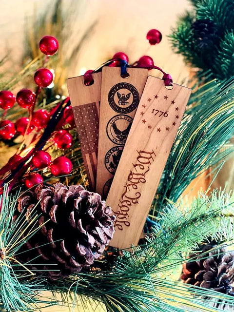 Patriotic Hardwood Bookmark Set – Engraved Wood Book Accessories | Made in USA American Grains LLC 