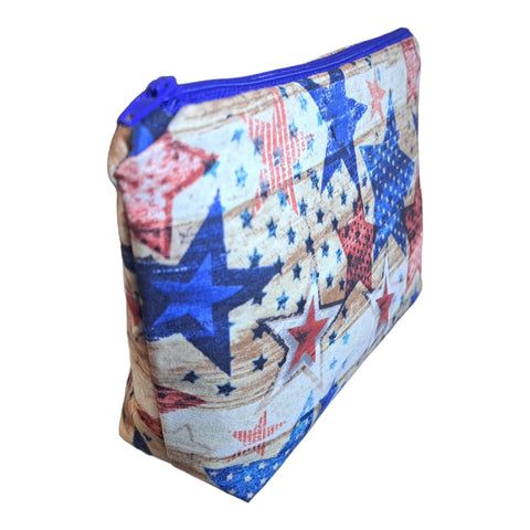 Patriotic Makeup Bag Set – Rustic Star Design Cosmetic Pouch Trio | Handmade Cotton Lining | Made in USA Frances Farm & Craft  Cosmetic bags