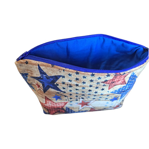 Patriotic Makeup Bag Set – Rustic Star Design Cosmetic Pouch Trio | Handmade Cotton Lining | Made in USA Frances Farm & Craft  Cosmetic bags