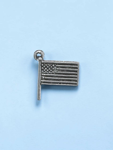 Patriotic Pewter American Flag Charm – USA Made Jewelry Accessory with Stainless Steel Lobster Ring Michelle Marie Boutique  charms and pendants