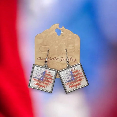 Patriotic Sunflower Earrings | Sterling Silver | Handmade in USA Michelle Marie Boutique  Earrings