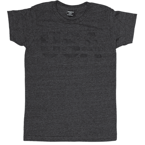 Women’s Patriotic TriBlend T-Shirt – Heather Charcoal – Made in USA Proudly USA  T-shirt