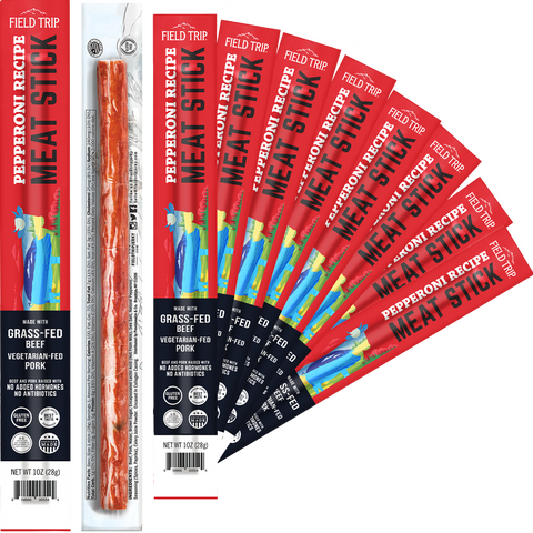 Field Trip Pepperoni Meat Sticks 1oz – 10 Count Pack | Made in USA – Grass-Fed Beef Snack Field Trip 