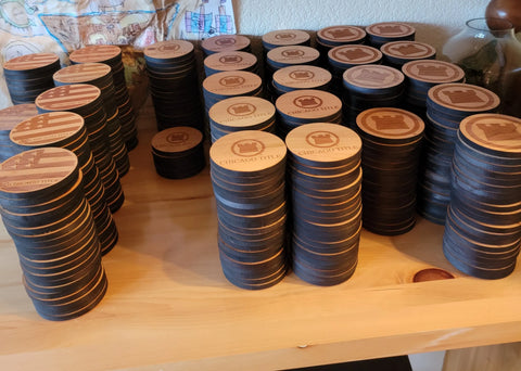 Personalized 3.5 Inch Wooden Coaster Sets With Cork Bottom – Handcrafted American Barware | Made in USA American Grains LLC 