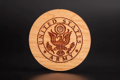 Personalized 3.5 Inch Wooden Coaster Sets With Cork Bottom – Handcrafted American Barware | Made in USA American Grains LLC 