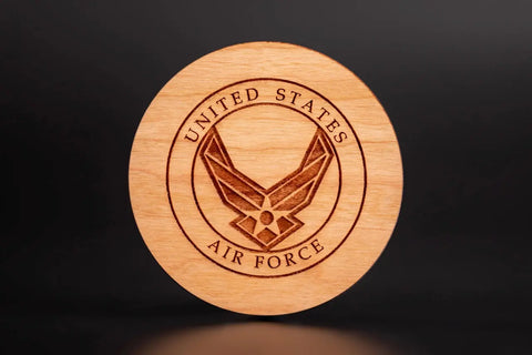 Personalized 3.5 Inch Wooden Coaster Sets With Cork Bottom – Handcrafted American Barware | Made in USA American Grains LLC 