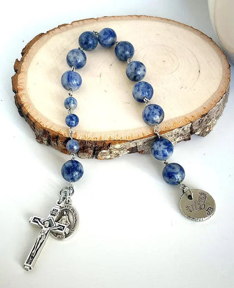 Personalized Decade Blue Sodalite Rosary Liberty Cottage Design 