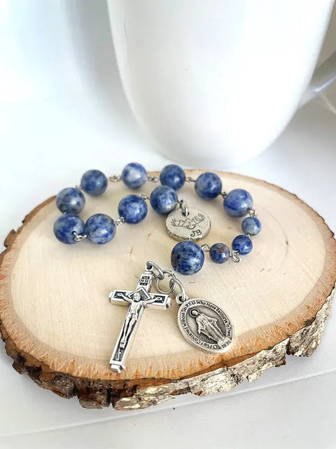 Personalized Decade Blue Sodalite Rosary Liberty Cottage Design 