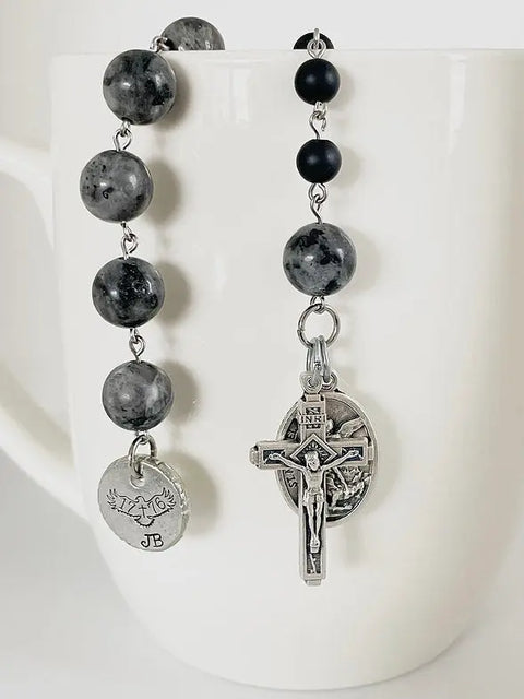 Personalized Labradorite Pocket Rosary for Men Liberty Cottage Design 
