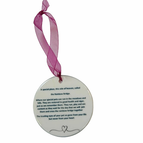 Personalized Rainbow Bridge Pet Memorial Ceramic Ornament 3 Inch – Custom Keepsake with Ribbon | Made in USA Michelle Marie Boutique  Ornament
