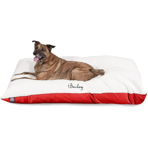 Personalized Sherpa Pillow Dog Bed – Ultra Soft Poly-Cotton Cushion | Made in USA Majestic Pet