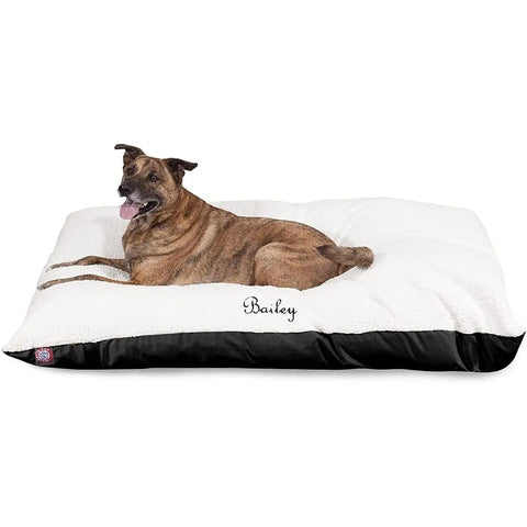 Personalized Sherpa Pillow Dog Bed – Ultra Soft Poly-Cotton Cushion | Made in USA Majestic Pet