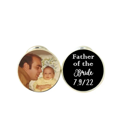 Personalized Silver Father of the Bride Round Cufflinks Michelle Marie Boutique  Cufflinks