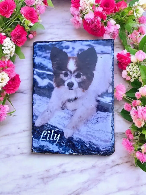 Personalized Slate Stone Photo Memorial – Custom Engraved Remembrance Plaque | Made in USA Michelle Marie Boutique 