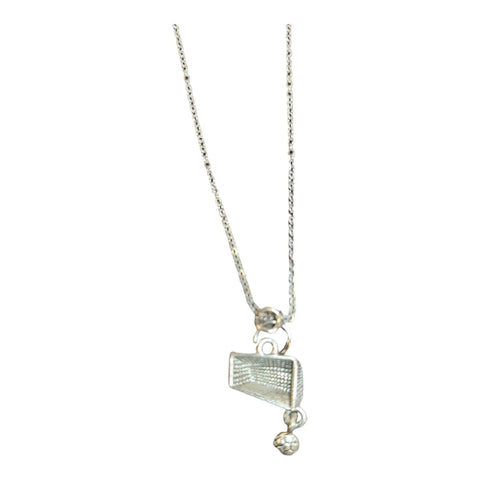 Personalized Soccer Charm Necklace Stainless Steel Chain – Pewter Goal & Ball Pendant | Made in USA Michelle Marie Boutique  Necklace