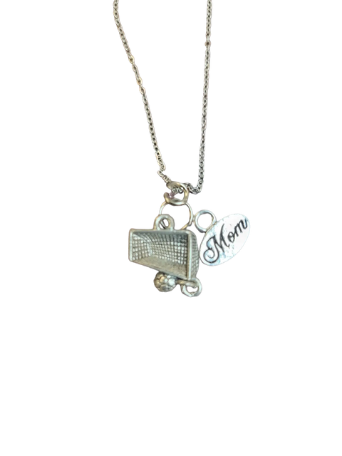 Personalized Soccer Charm Necklace Stainless Steel Chain – Pewter Goal & Ball Pendant | Made in USA Michelle Marie Boutique  Necklace