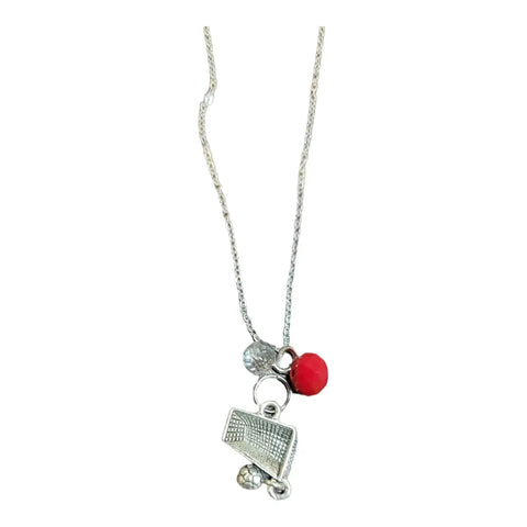 Personalized Soccer Charm Necklace Stainless Steel Chain – Pewter Goal & Ball Pendant | Made in USA Michelle Marie Boutique  Necklace