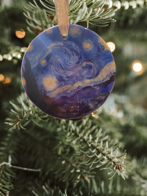 Personalized Van Gogh Starry Night Ceramic Ornament 3 Inch – Custom Holiday Art Gift | Made in USA Michelle Marie Boutique  Holiday Ornaments