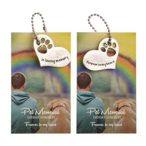 Pet Memorial Ornament – Pewter Paw Print Heart Charm with Red Ribbon | Made in USA Handcrafted Tribute Whitney Howard Designs 