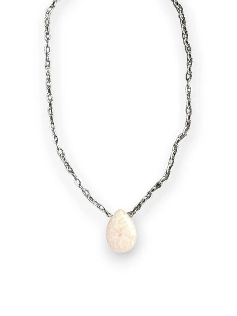 Petrified Palm Wood Teardrop Pendant Necklace – Natural Fossil Jewelry With Stainless Steel Chain | Made in USA Michelle Marie Boutique  Necklaces