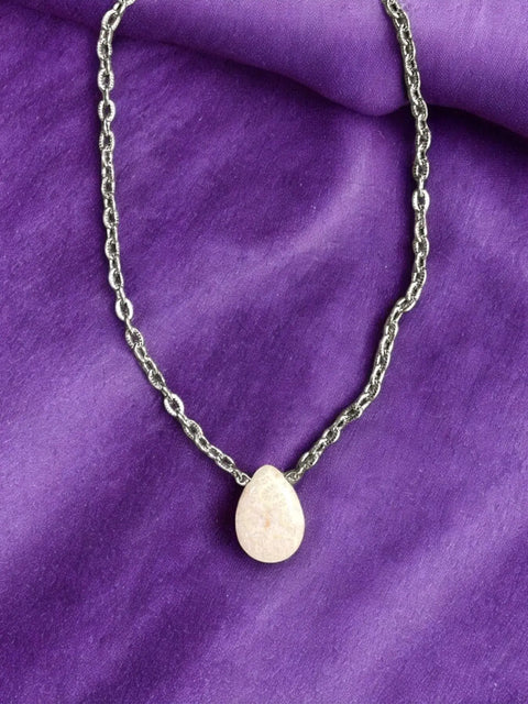 Petrified Palm Wood Teardrop Pendant Necklace – Natural Fossil Jewelry With Stainless Steel Chain | Made in USA Michelle Marie Boutique  Necklaces