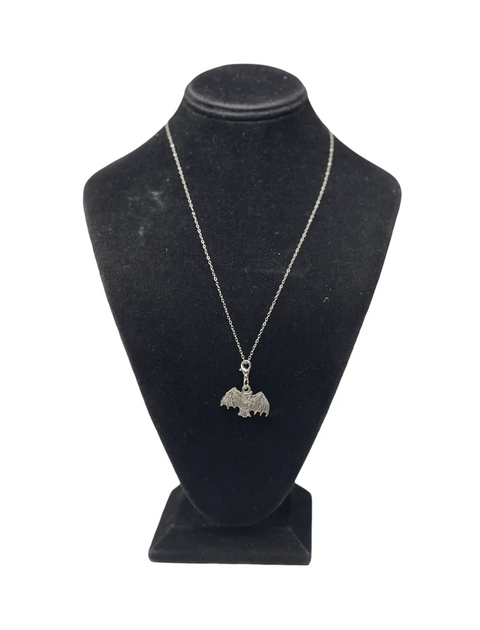 Pewter Bat Pendant Necklace 18 Inch Stainless Steel Chain – Whimsical Gift Jewelry | Made in USA Michelle Marie Boutique  Necklace