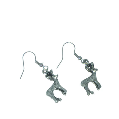 Pewter Deer Dangle Earrings – Animal Lover Gift Jewelry – Stainless Steel Hooks | Made in USA by Michelle Marie Boutique Michelle Marie Boutique  Earrings