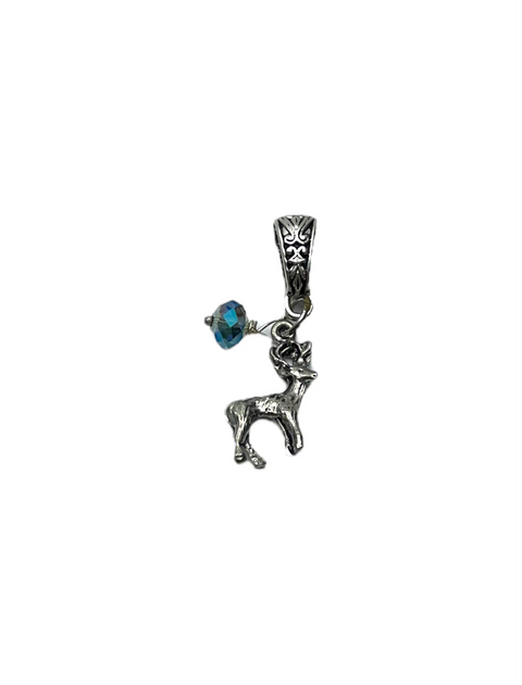 Pewter Deer Pendant Necklace With Blue Jewel Accent – 18 Inch Stainless Steel Chain | Made in USA Michelle Marie Boutique  Necklace