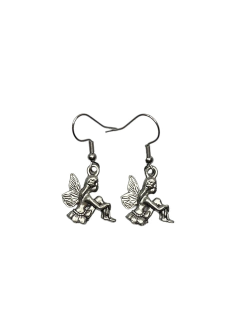 Pewter Fairy Necklace and Earring Set – 18 Inch Adjustable Chain – Whimsical Jewelry Gift for Fairy Enthusiasts | Made in USA Michelle Marie Boutique  Jewelry Sets