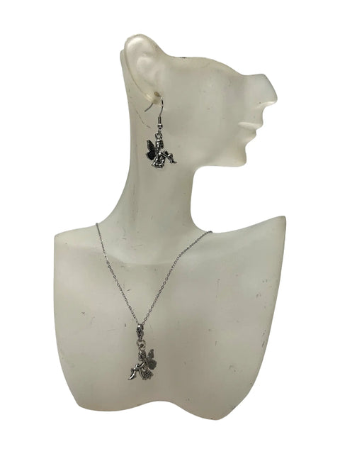 Pewter Fairy Necklace and Earring Set – 18 Inch Adjustable Chain – Whimsical Jewelry Gift for Fairy Enthusiasts | Made in USA Michelle Marie Boutique  Jewelry Sets