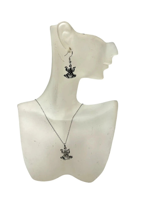 Charming Pewter Frog Necklace and Earring Set Michelle Marie Boutique  Jewelry Sets