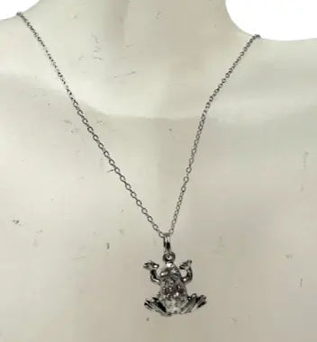 Pewter Frog Charm Necklace and Earrings Set – Adjustable Stainless Steel Chain Jewelry | Made in USA Michelle Marie Boutique  Jewelry Sets